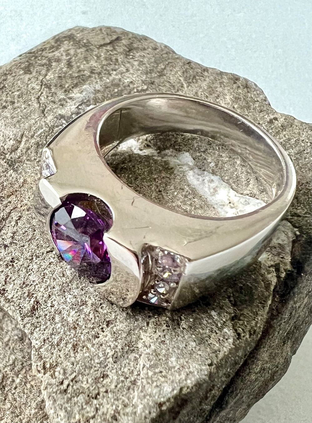Anelli: Statementring Silber 925 mit grossem Ametrin und Zirkonia – Usato da Ruswil venduto da artbyhand 5