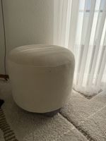 Runder Hocker beige mit Marmorfuss gebrauchter Zustand
