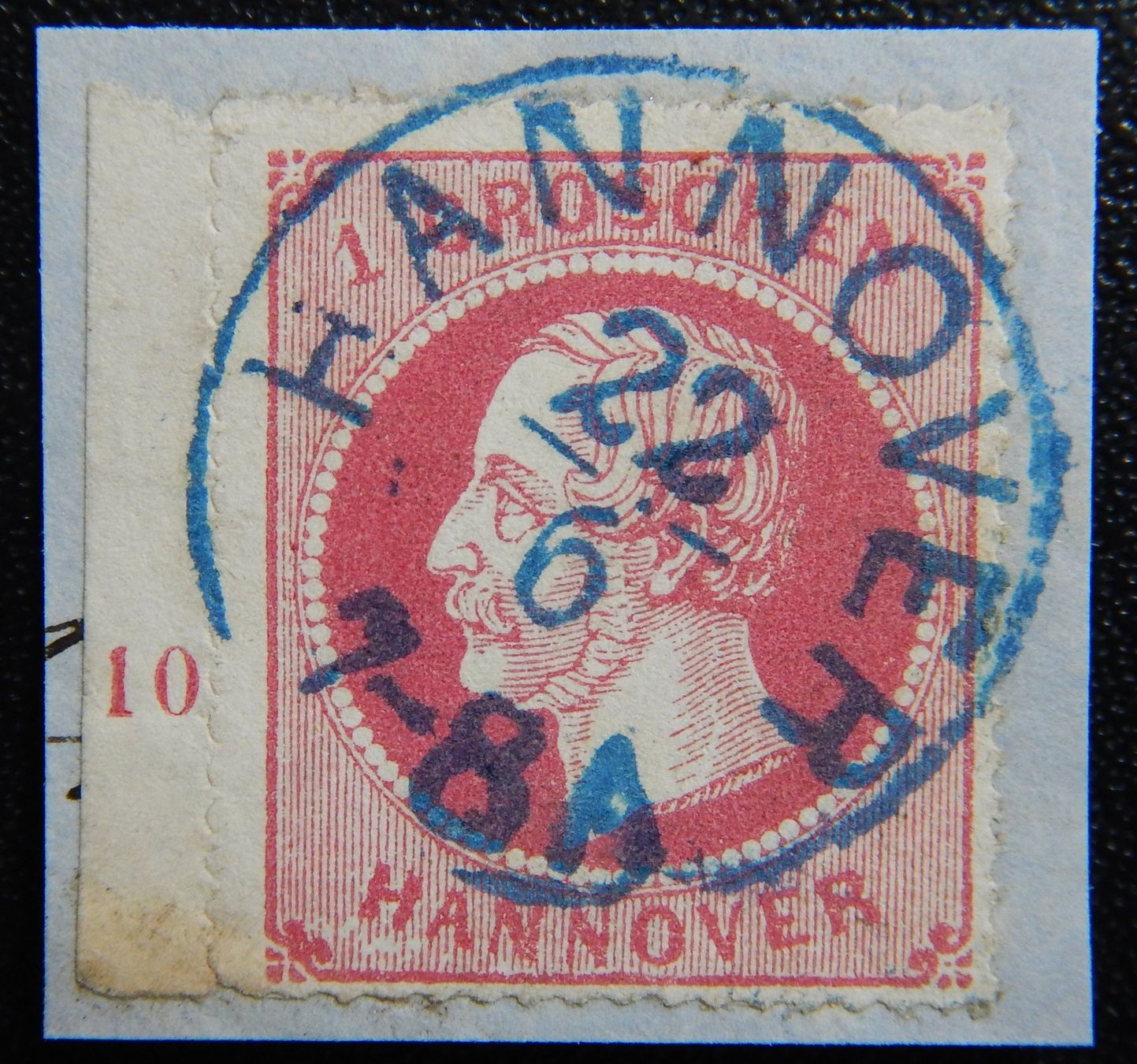 Tutti i francobolli: Hannover Kat. 23 gest. 1864 mit Bogenrandnummer selten! – Usato da Zürich venduto da Muehlekauf