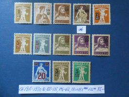 CH 1915-1930 alle Aufbrauchsausgaben postfrisch, ausser 135*