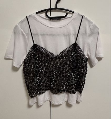 Zara Top mit Pailletten Einsatz, Grösse S