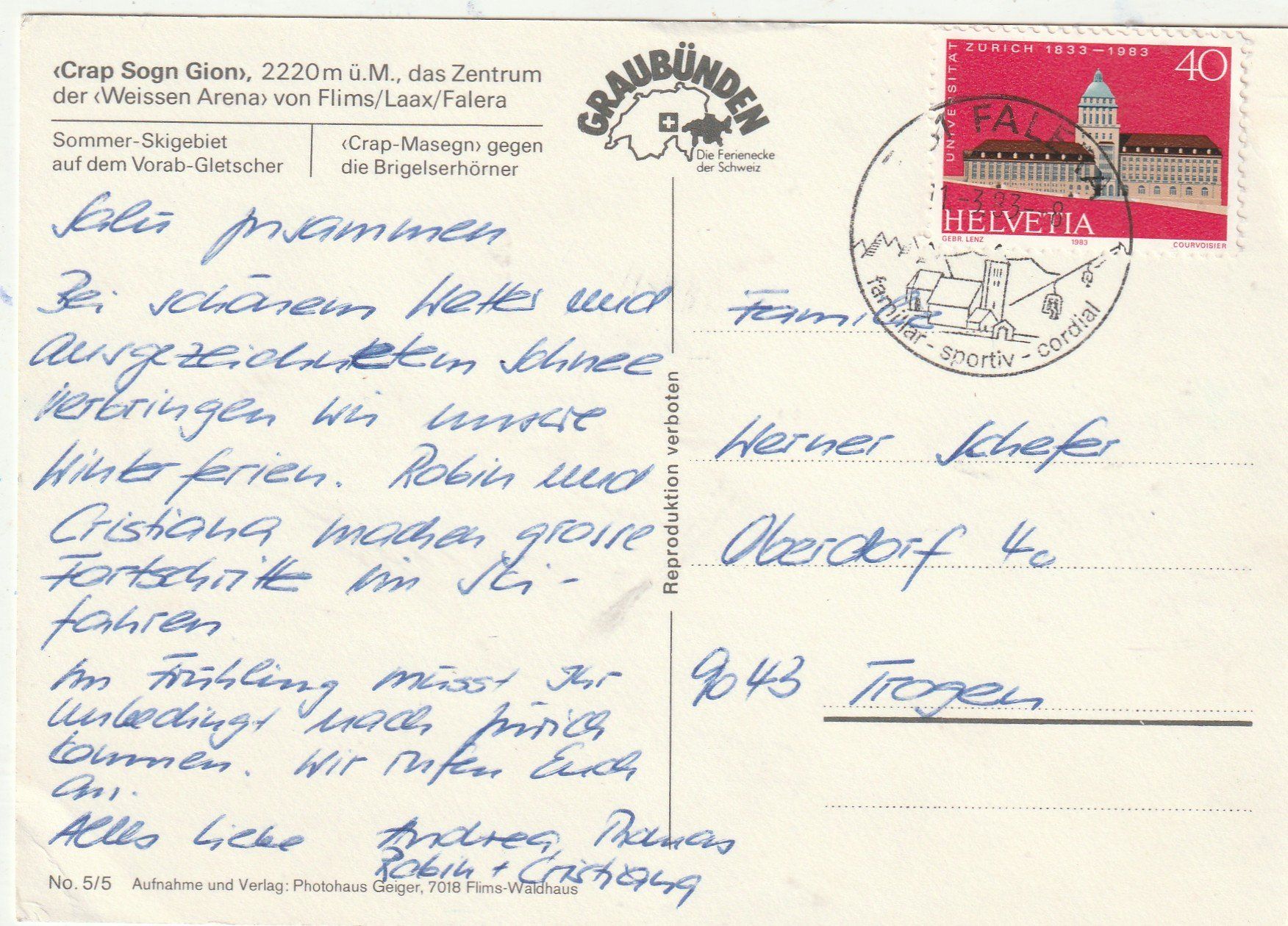 Cartoline postali: Laax – Usato da Lumbrein venduto da made02 1