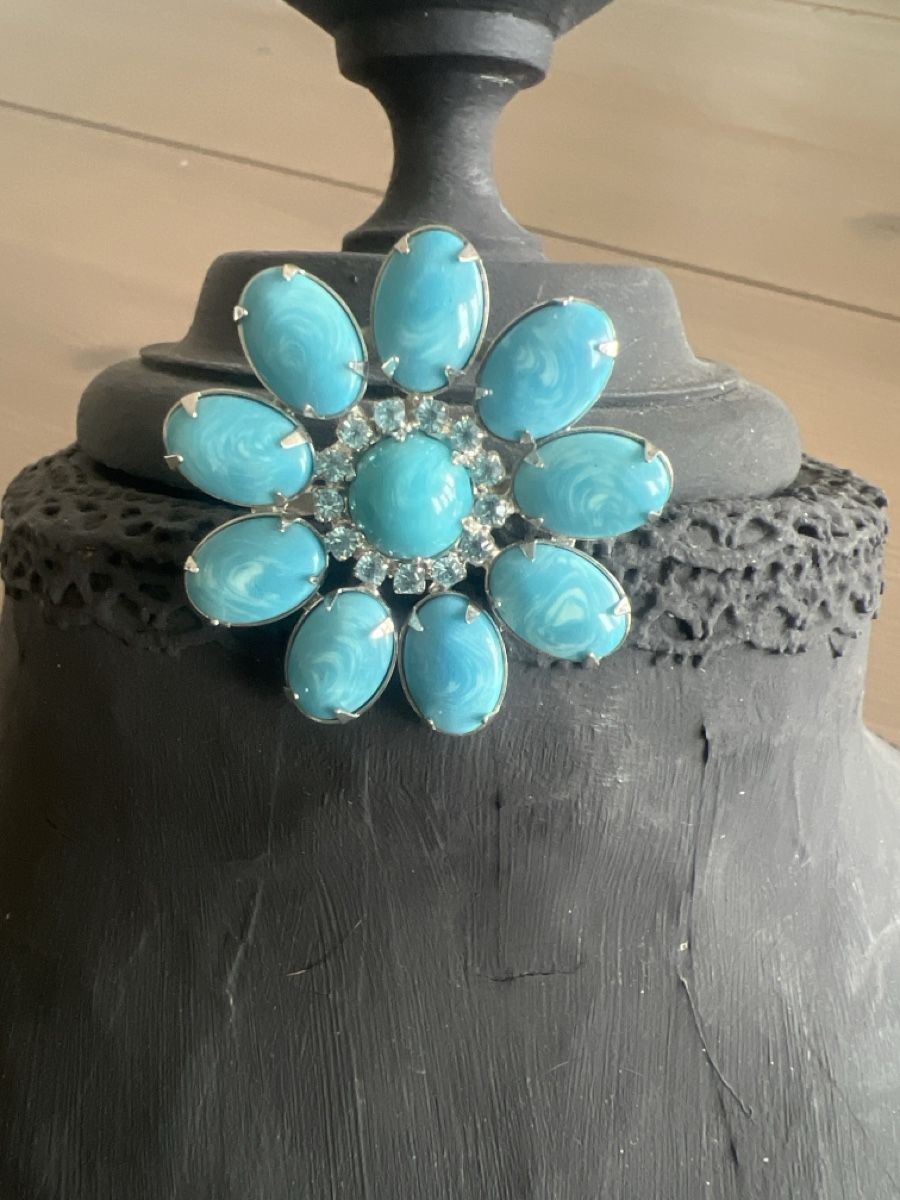 Spille & Fermagli: Hübsche Vintage Brosche Türkis – Usato da Seon venduto da Sunny-Schmuck78