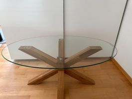 Schöner Ovaler Couchtisch mit Holzbeine, gebraucht