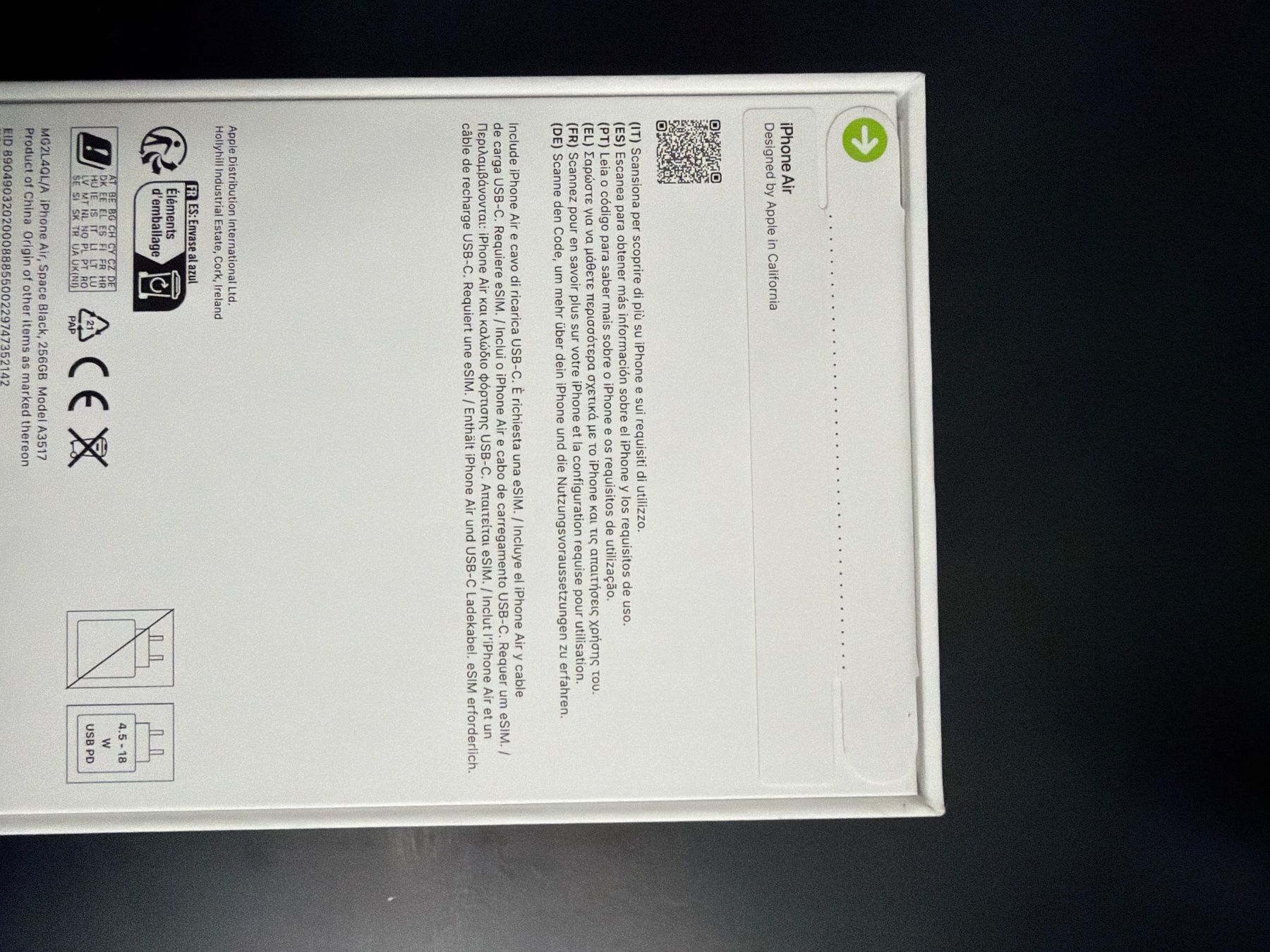 Apple Telefoni cellulari / Smartphones: iPhone Air 256 Go Space Black neuf scellé – Nuovo e nell'imballaggio originale da Gingins venduto da bel_y7wq 2