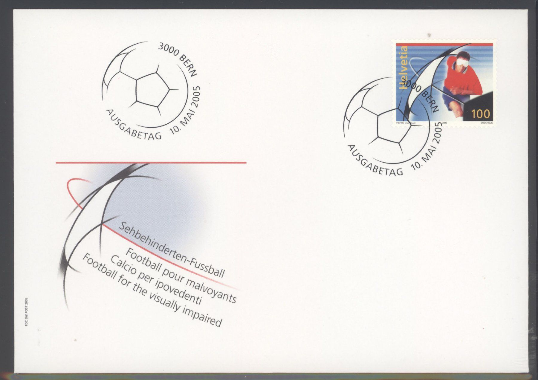 Alle Briefmarken: 2005, FDC, Sondermarke Sehbehindertenfussball – Gebraucht aus Willisau von Vollstempel