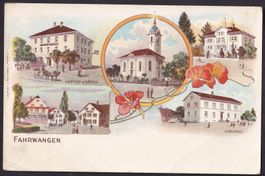 Fahrwangen farbige Lithografie 5 Bilder Gasthof Bären etc.