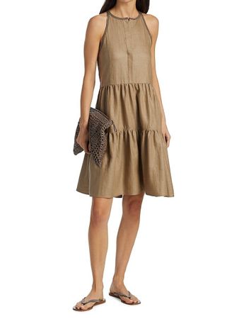 Orig. BRUNELLO CUCINELLI Leinenkleid mit Monilli Gr. 36-38