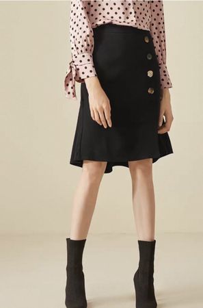 Fufil Skirt Black Buttons Knee-Length S Hongkong brand