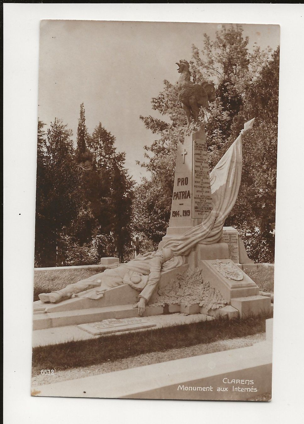 Cartoline postali: AK ca.1925 Clarens Monument aux Internés  1WK – Usato da Greifensee venduto da 315WDO