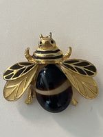 Brosche Bienen Design goldfarben schwarz guter Zustand