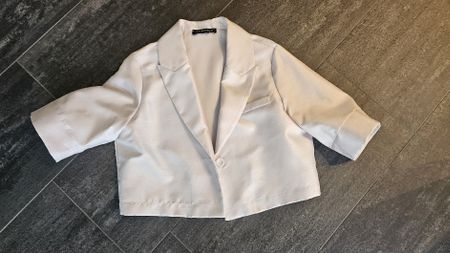 Edler Sommer Blazer, kurzärmlig, Crèmeweiss, Grösse M