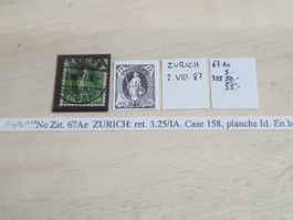 Stehende 67Ae Vollstempel Zürich, Retouche 3.25/IA, signiert