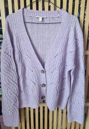 Gilet ESPRIT en maille lilas avec détails ajourés, taille L