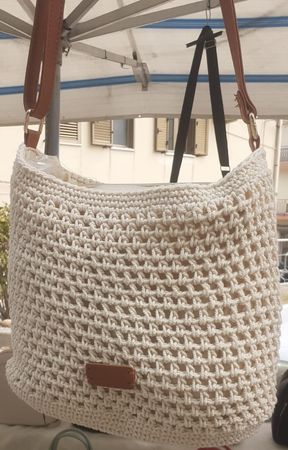 Tasche gehäkelt beige neu