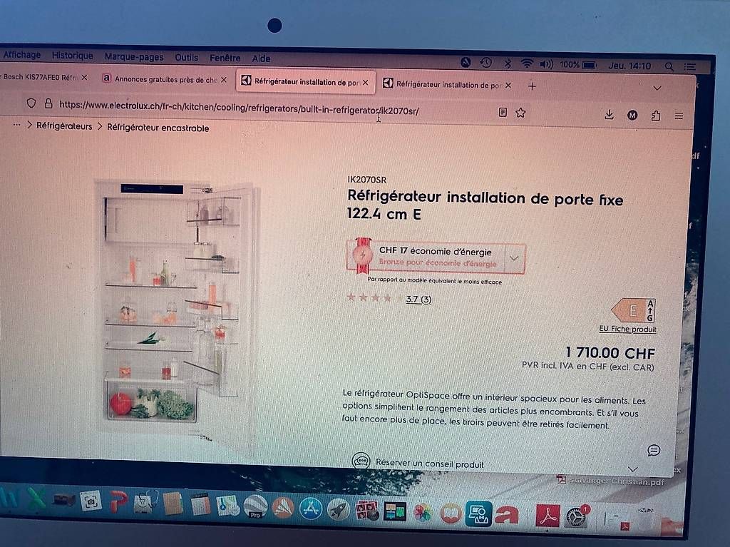 Electrolux Réfrigérateurs: vend frigidaire encastrable – D'occasion à Corseaux par rey_ykq2 1