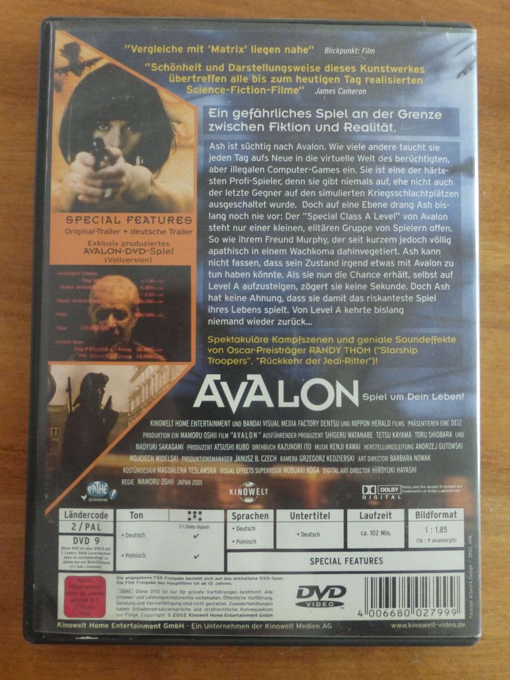 Alle DVDs: Avalon Sci-Fi DVD Mamoru Oshii – Gebraucht aus Zumikon von psisound 1