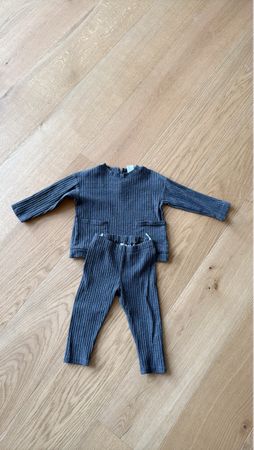 2-teiliger grauer Rippjersey Set, Grösse 80, top Zustand