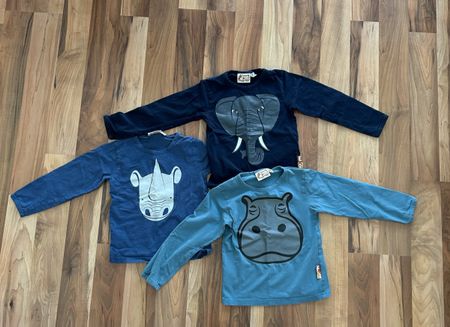 3 Langarmshirts mit Tiermotiven von DYR (Grösse 104)