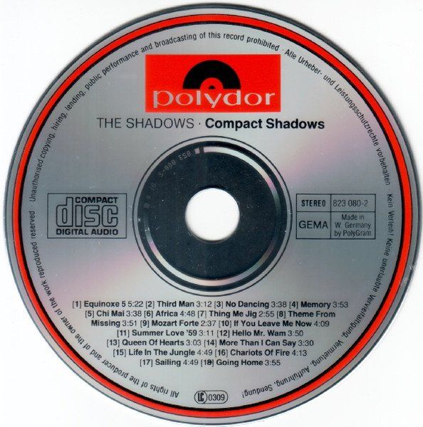CD: The Shadows - Compact Shadows CD - 1984 – Usato da Zürich venduto da Aspri 2