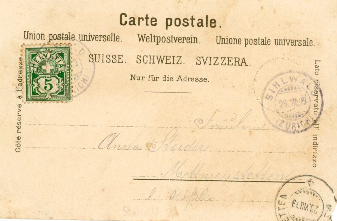 Cartoline postali: Sihlwald  ZH     -   LITHO      um 1899 – Usato da Brig venduto da Valcards54 1