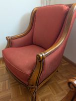 Sessel-Paar Louis-Philippe / Voltaire, Holz mit Stoffbezug