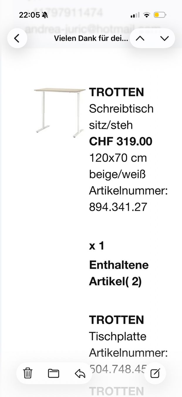 Ikea Scrivanie: Toller Schreibtisch mit Kordel – Usato da Baar venduto da lavica05 1