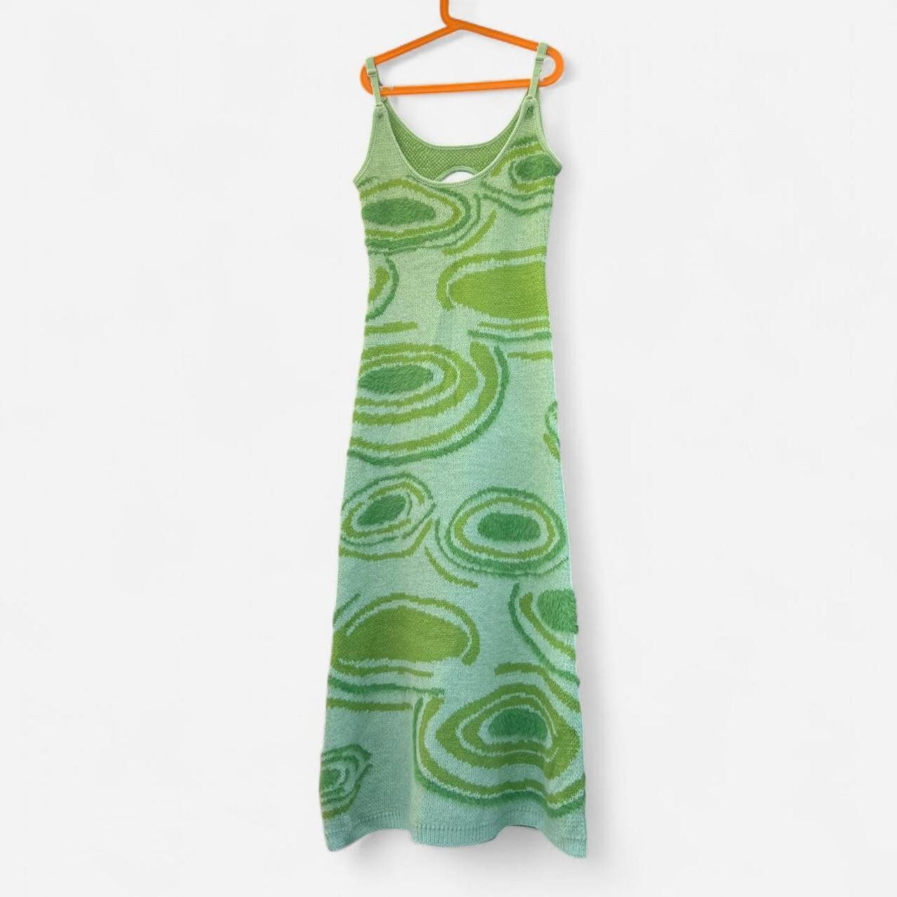 Vestiti: Gestricktes Maxi Sommerkleid hellgrün abstrakte Muster – Usato da Sion venduto da mol_9tmp