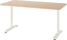 Bureau 120 x 80 cm plateau plaqué chêne blanchi/pieds blancs