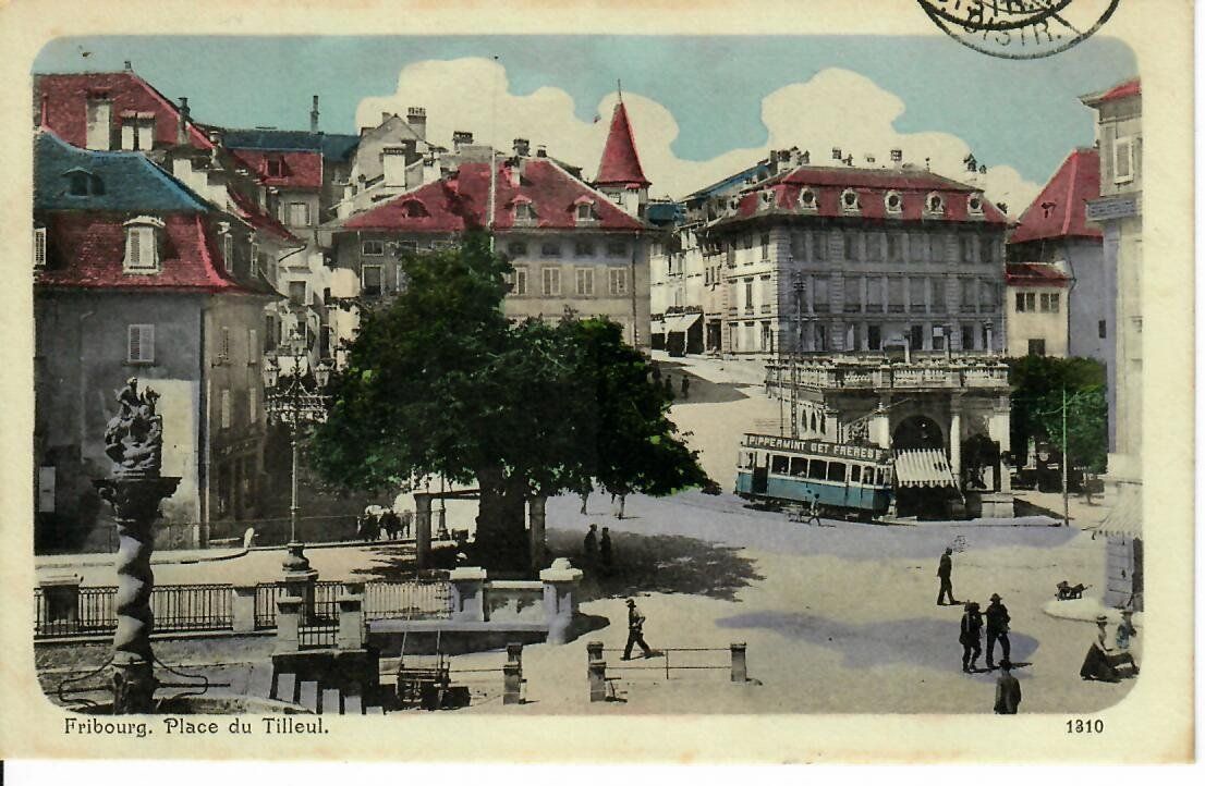 Cartoline postali: Fribourg, Place du Tilleul – Usato da Hochdorf venduto da Ziegel-16