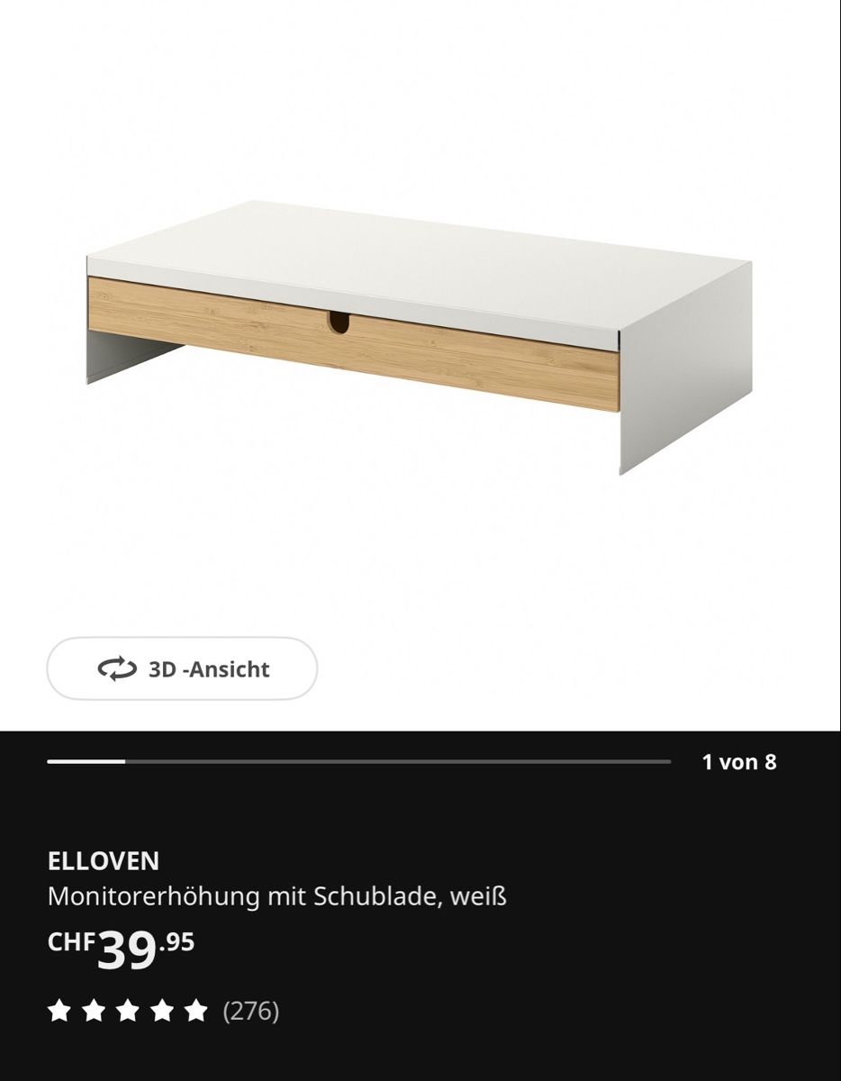 Bildschirmhalterung: ELLOVEN Monitorerhöhung mit Schublade, weiss – Neu (gemäss Beschreibung) aus Frutigen von _.Anja.B._ 2