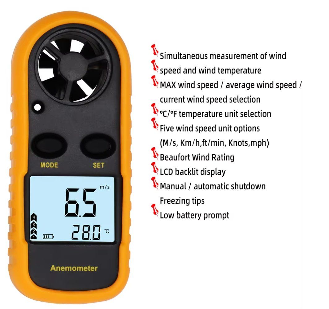 Mesurer: Anemometer Windgeschwindigkeitsmesser Luftgeschwindigkeit – Neuf avec emballage d'origine à Genève par Top-Trend 9