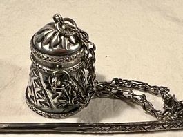 Ancien contenant pour khôl, Oman, argent, rare