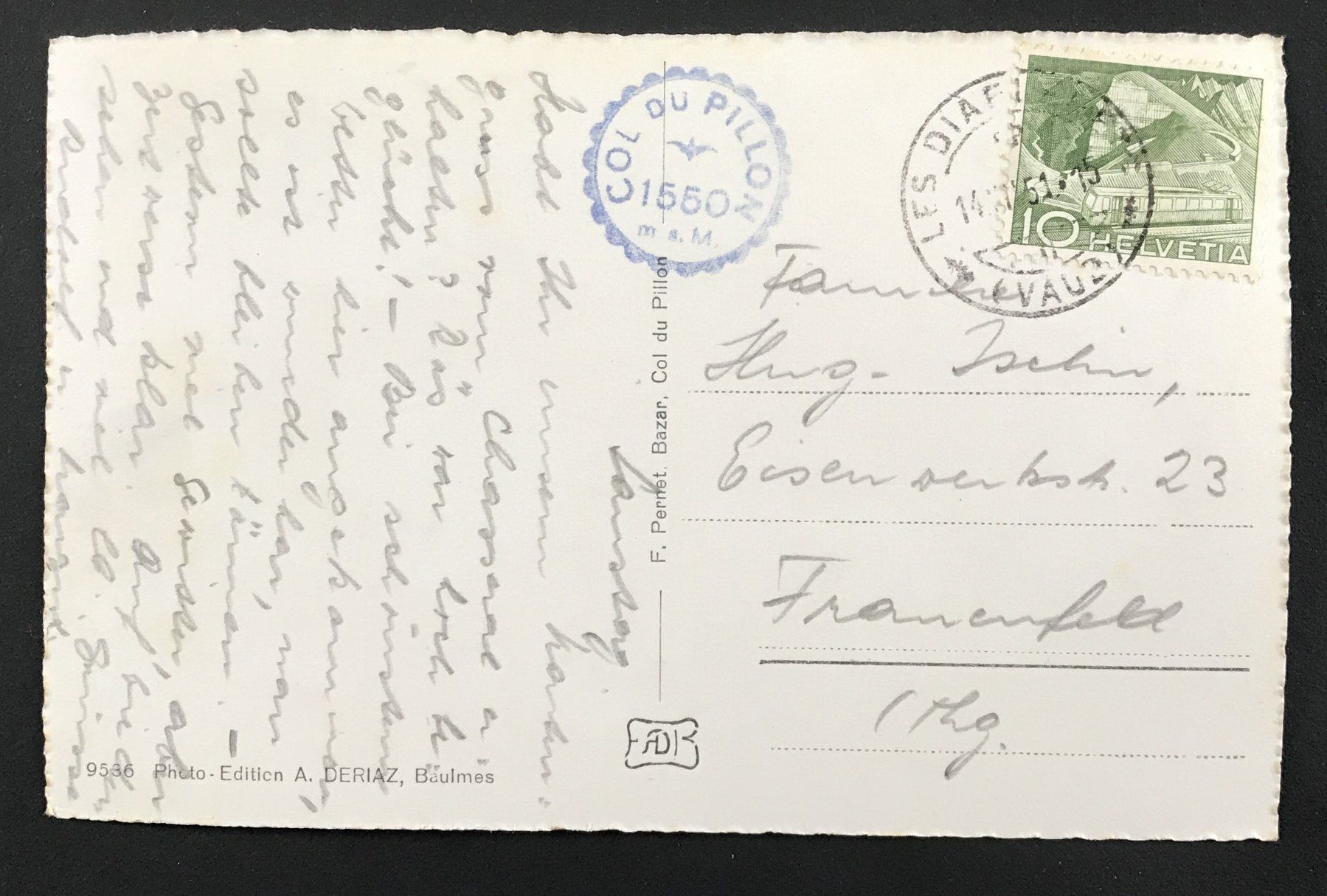 Cartoline postali: ALTE ANSICHTSKARTE COL DU PILLON – Usato da Ostermundigen venduto da wini63 1