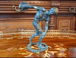 Bronze Figur Diskobolos Antik Stil Olympia Skulpturen