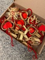 Deko Aufhänger aus Stroh Stern Herz Glocke Esel etc 28teilig