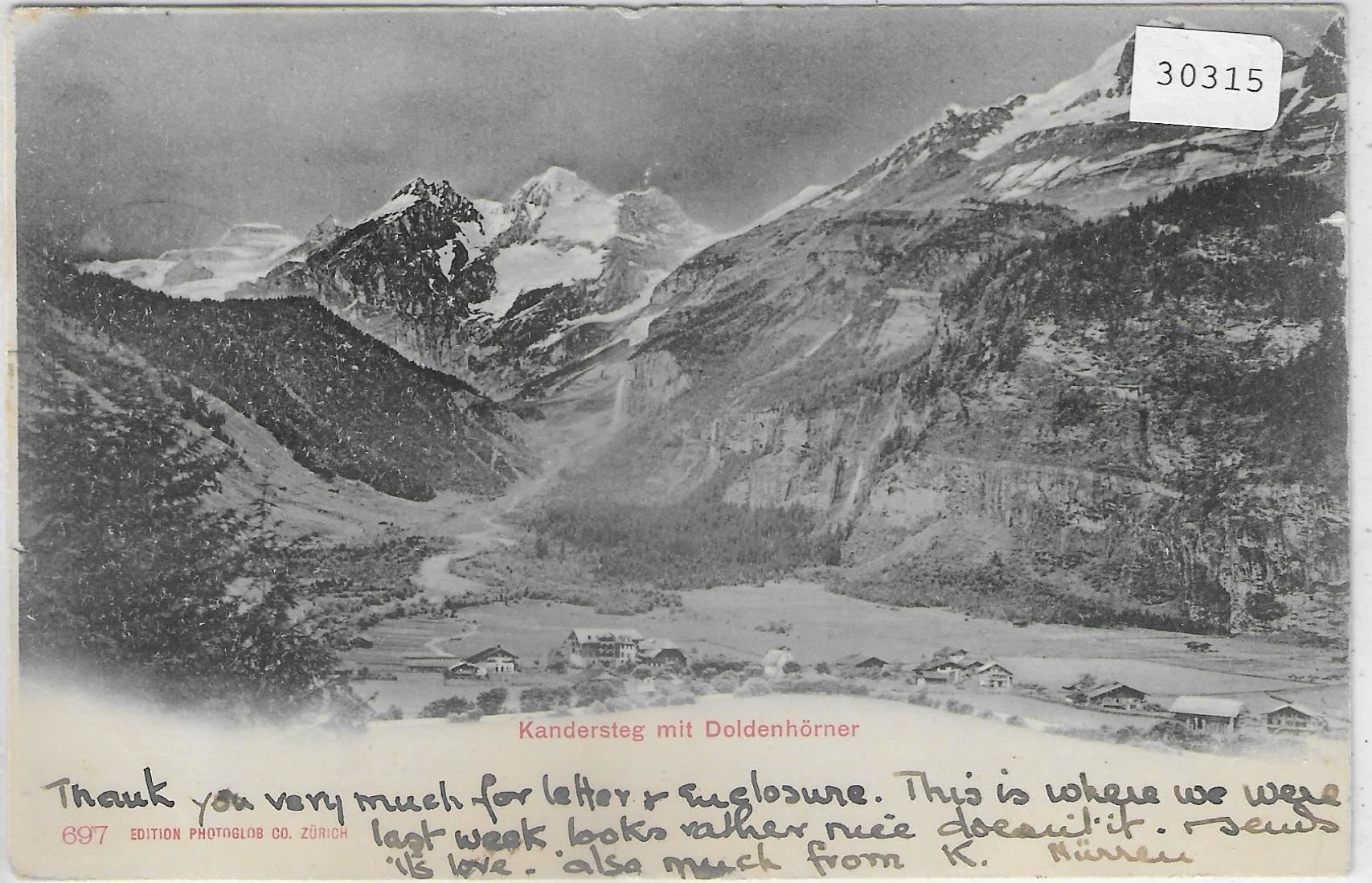 Ansichtskarten: Kandersteg mit Doldenhörner – Gebraucht aus Ettingen von Kartenplanet