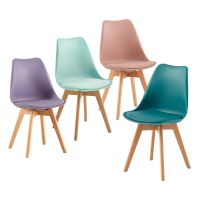 Esszimmerstühle Küchenstühle 4er-Set PU Buchenholz Pastell