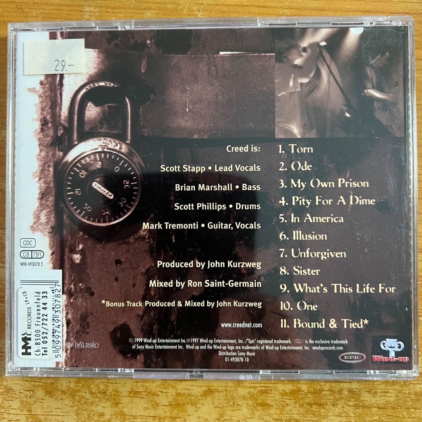 CD: Creed - my Own Prison / CD - EU-Press. 1999 – Usato da Gais venduto da soundcave57 1