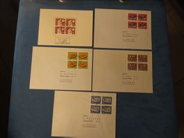 PP-Briefe mit 4-er-Blocks 1958 + 1959 (siehe Fotos)