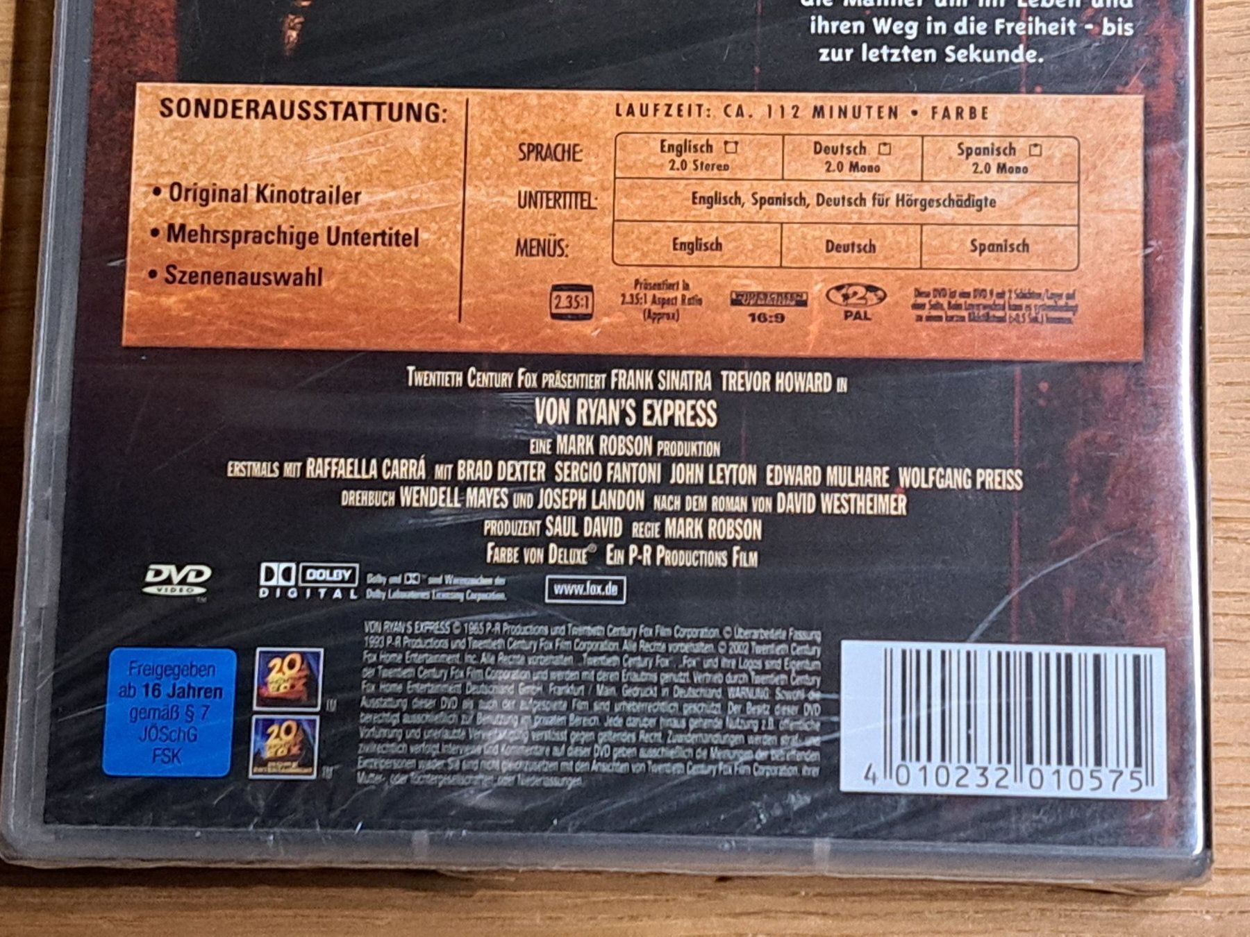 Tutti i DVDs: DVD Von Ryan's Express mit Frank Sinatra, neu verpackt – Nuovo e nell'imballaggio originale da Unterseen venduto da Kanica 3