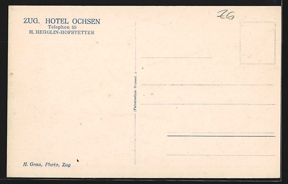 Cartoline postali: AK Zug, Hotel Ochsen, Kolinplatz – Usato da Berlin venduto da bartko-reher 1