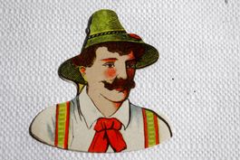 20x Jugendstil - Dekobild JUNGER MANN / JÄGER, Oblaten, 1910