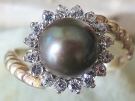 Vintage 14k Goldring mit Tahiti-Zuchtperle
