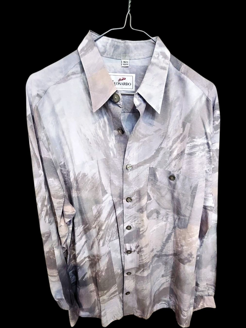 Camicie: Studio Leonardo Button-Down Hemd - Grau Marmormuster - – Usato da Zug venduto da vinokilo 1
