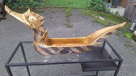 Dekorative Holz-Drachenboot, goldfarben, Top Zustand!