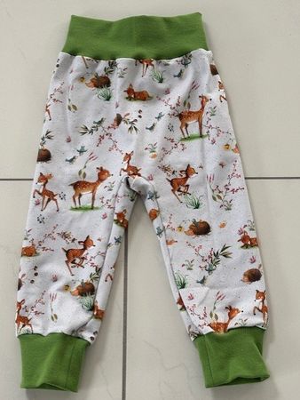 Sweat Pumphose mit Rehkitz, Bambi, Igel, Vögel Gr. 80/86 Neu