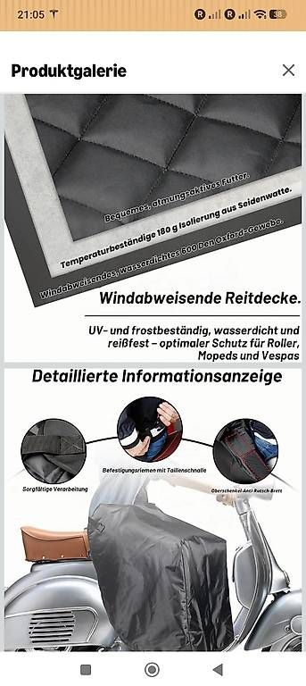 Biancheria da letto: Universal Thermo Beinschutz Roller / Vespa – Usato da Wasterkingen venduto da Flohmarkt-24 1