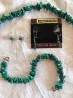 Set Schmuck Ohrringe Ohrstecker Kette Armband Malachite