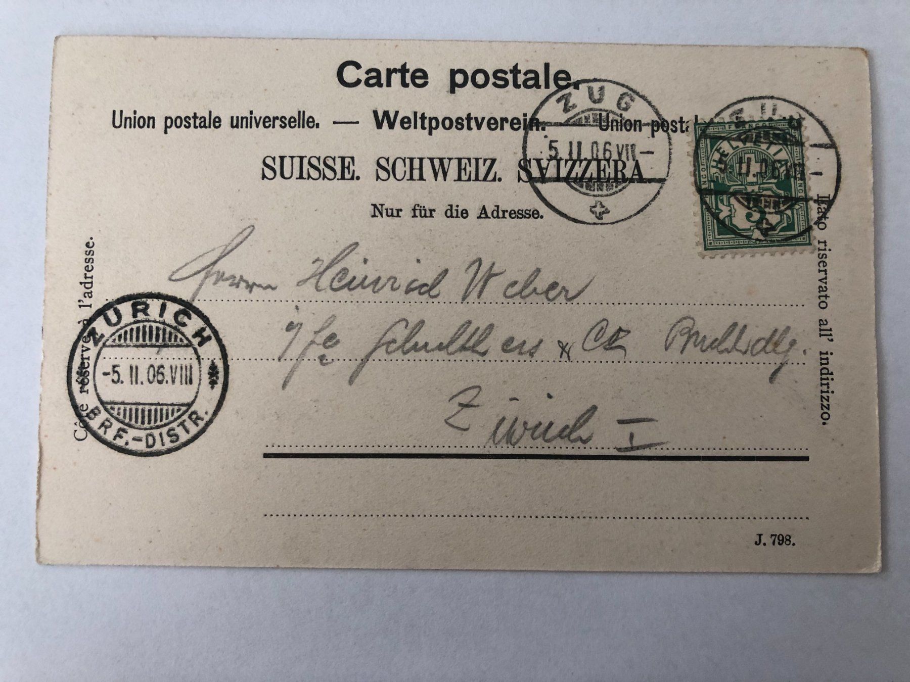 Cartoline postali: Gruss aus Zug 1906 – Usato da Pfäffikon ZH venduto da Waltoversand 1